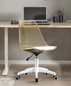 Modern Office Chair, Adjustable 360 ° Swivel Desk Chair, Engineering Plastic Computer Chair for Living Room, Bedroom, Office, Family (Brown)
