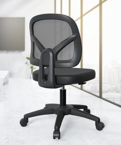 Comfortable Armless Swivel Office Chair with Lumbar Support and Wheels