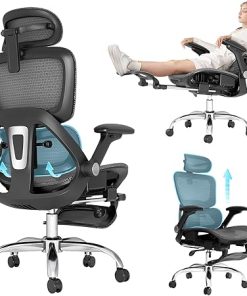 Ergonomic Office Chair with 3D Headrest and Adjustable Features Grey 2