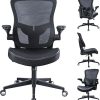 VECELO Mid-Back Desk Chair with Armrests, Adjustable Height, Black 4