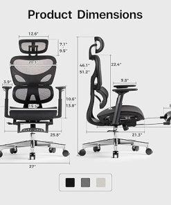 Huuger Ergonomic Mesh Office Chair with Footrest and 3D Armrest 2