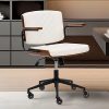 Black Mid Century Modern Swivel Desk Chair with Faux Leather Accent 4