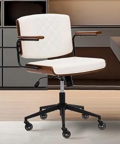 Home Office Desk Chair with Adjustable Height and Rubber Wheels