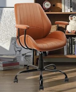 Mid Century Modern Ergonomic Desk Chair with Lumbar Support Brown