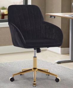 Comfy Velvet Office Chair with Wheels for Home and Makeup Rooms
