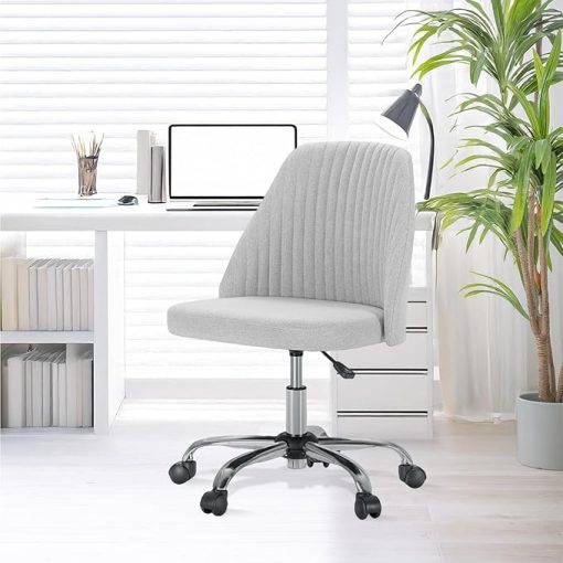 Armless Adjustable Height Office Desk Chair with Swivel and Wheels