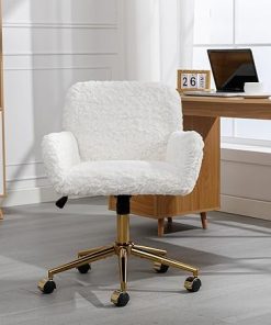 Home Office Chair with Golden Base Adjustable Desk Swivel Computer Chair