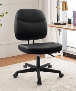 Armless Ergonomic Home Office Desk Chair with Lumbar Support Black