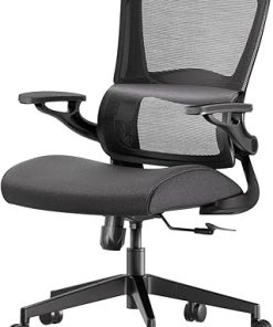 High-Back Ergonomic Office Chair with Lumbar Support and Flip-Up Arms