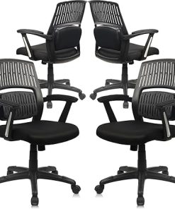 Ergonomic Office Desk Chair with Mesh and Lumbar Support, Black 4-Pack