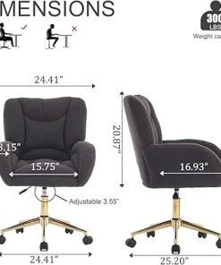 Modern Height Adjustable Swivel Office Desk Chair with Wheels Grey 2