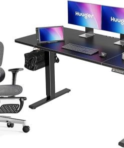 Huuger Mesh Office Chair with Footrest and Electric Standing Desk Bundle