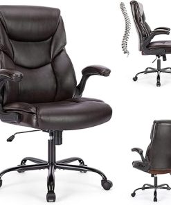 Gray Executive PU Leather Swivel Office Chair with Adjustable Height