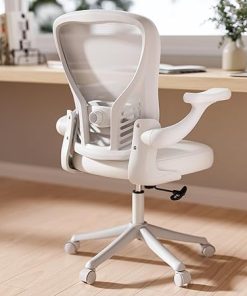 Ergonomic White Computer Desk Chair with Adjustable Lumbar Support