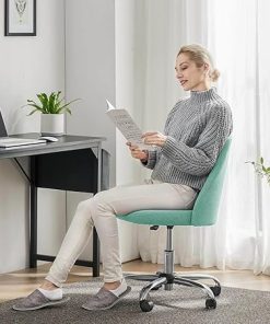 Armless Office Desk Chair Cute Swivel Vanity Chair with Mid Back 2