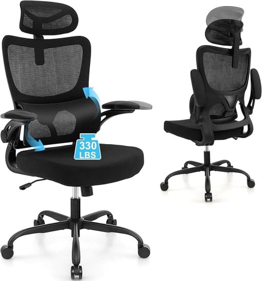 Ergonomic High Back Mesh Office Chair with Lumbar Support and Cushion - Image 2