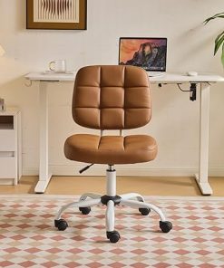 VINGLI Compact Armless Desk Chair with Wheels for Small Spaces 2
