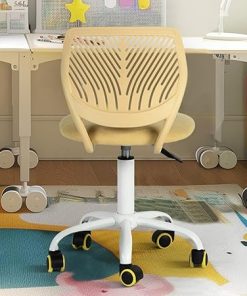 Adjustable Height Teen Task Chair with Backrest for Study, Morandi Yellow