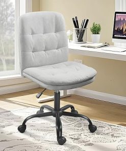 Criss Cross Armless Office Chair with Wheels in Light Grey