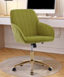 Pale Green Adjustable Velvet Office Chair with Ergonomic Backrest