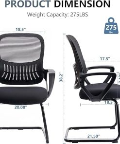 Ergonomic Big and Tall Mesh Office Desk Chair No Wheels Black 2 Packs 2