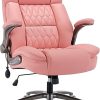 Clatina White Leather Mid Back Office Chair Adjustable Height Ergonomic 4
