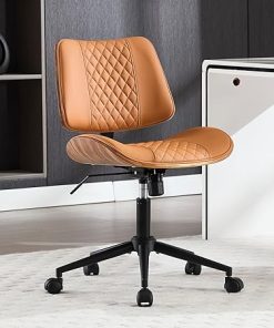 Armless Adjustable Home Office Chair with Wheels and Swivel Function