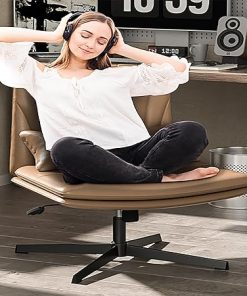 Extra Wide Swivel Vanity Chair with Lumbar Support for Home Office