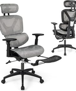 COSTWAY Ergonomic Office Chair with Footrest and Adjustable Features 2