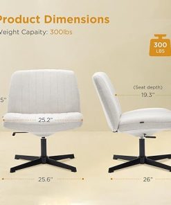 Nouhaus Criss Cross Armless Office Chair Adjustable Wide Seat White 2