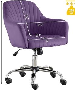 Purple Velvet Adjustable Height Swivel Chair for Home Office 2
