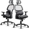 Pink High Back Mesh Office Desk Chair with Headrest and Fixed Arms 3