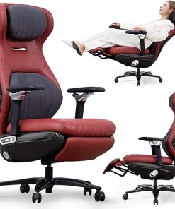 Ergonomic Office Chair with Foot Rest and Adjustable Headrest Red 2