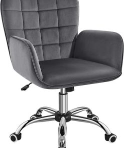 Yaheetech Modern Velvet Ergonomic Office Chair with Adjustable Features 2