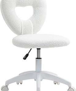 Cute Height Adjustable Armless Desk Chair for Home Office and Makeup
