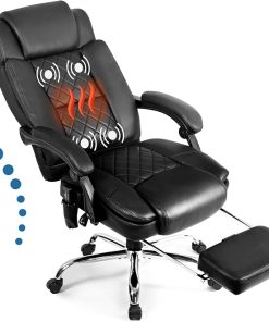 Big and Tall Executive Leather Office Chair with Massage and Heat