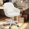 VECELO Mid-Back Ergonomic Office Chair with Mesh Lumbar Support Beige 4
