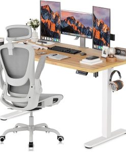 Ergonomic Office Chair with Flip-up Arms and 55x24in Standing Desk 2