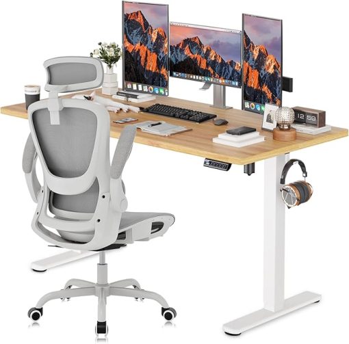 Ergonomic Office Chair with Flip-up Arms and 55x24in Standing Desk - Image 2