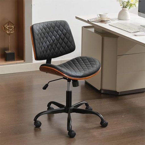 Armless Office Desk Chair, Comfy Swivel Mid Back Height Adjustable - Image 2