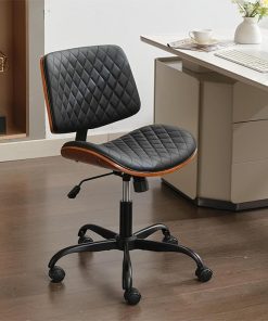Armless Office Desk Chair, Comfy Swivel Mid Back Height Adjustable
