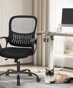 Ergonomic Office Chair with Fixed Armrests for Home and Study