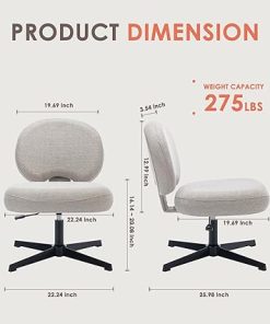 Armless Adjustable Height Criss Cross Desk Chair for Small Spaces 2