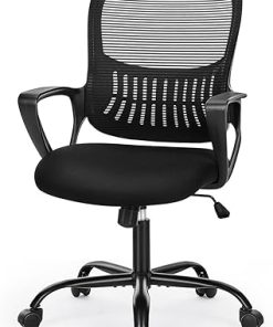 Ergonomic Mid Back Office Chair with Fixed Armrest and Lumbar Support 2