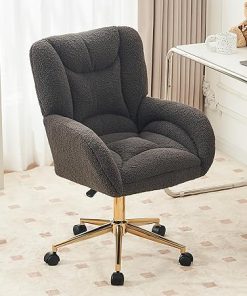 Modern Desk Chair with Tufted Back and Gold Base for Bedroom