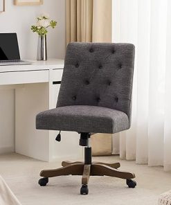 Armless Grey Upholstered Home Office Chair with Adjustable Height