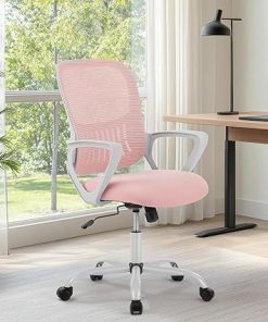 Ergonomic Rolling Office Chair with Adjustable Lumbar Support Pink