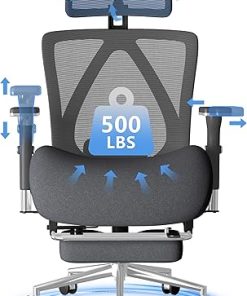 Big and Tall Ergonomic Office Chair with Footrest and Adjustable Support