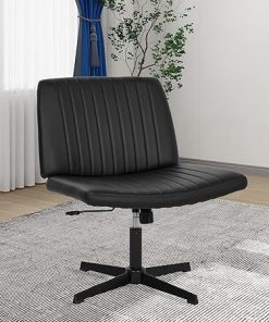Criss Cross Office Chair No Wheels Wide Comfy Seat Armless Design