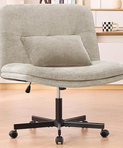 Wide Armless Ergonomic Office Desk Chair with Wheels and Cushion 2